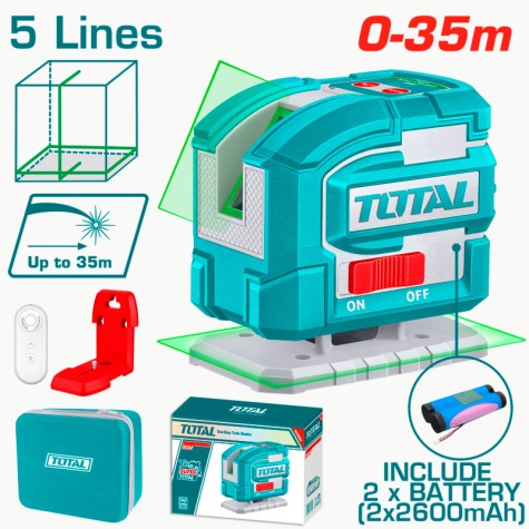 NIVEL LASER AUTOMATICO 0-35M 5 LINEAS PRECISION 1.5MM VERDE +ACC INDUS -