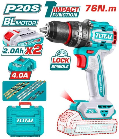 TALADRO DE IMPACTO (PERCUTOR) A BATERIA 20V 76NM  TOTAL