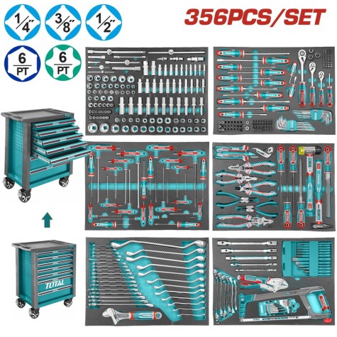 Set de Herramientas Carrito Total 7 Comp. 356pzs