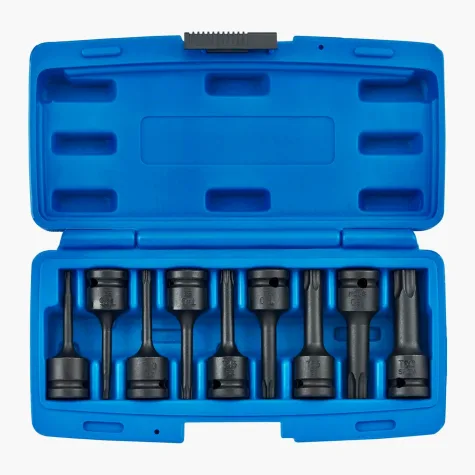 Juego de llaves de impacto de 1/2", Torx, 9 piezas