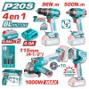 COMBO 4 EN 1. TALADRO 96NM + LLAVE 500NM + AMOLADORA + LINTERNA TOTAL