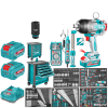 SET GABINETE 7 CAJONES + HERRAMIENTAS + LLAVE IMPACTO 20V 1350NM 3/4 288P TOTAL