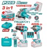 COMBO 3EN1 20V TALADRO 66NM + LLAVE 405NM + AMOLADORA 1200W 2X4.0AH + ACC MALETIN INDUSTRIAL